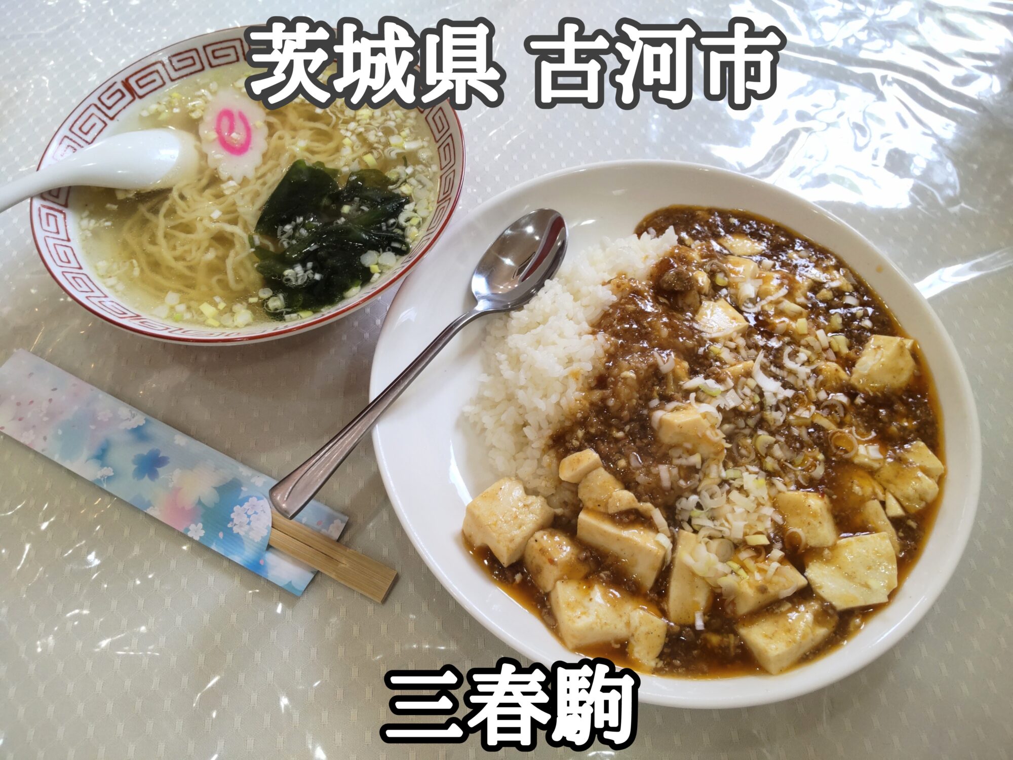 【茨城県】【古河市】「三春駒」うまうまな麻婆丼と塩味3分の2サイズラーメン